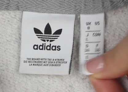 Adidas Women's Grey Full Zip Hoodie with Logo, Size 8