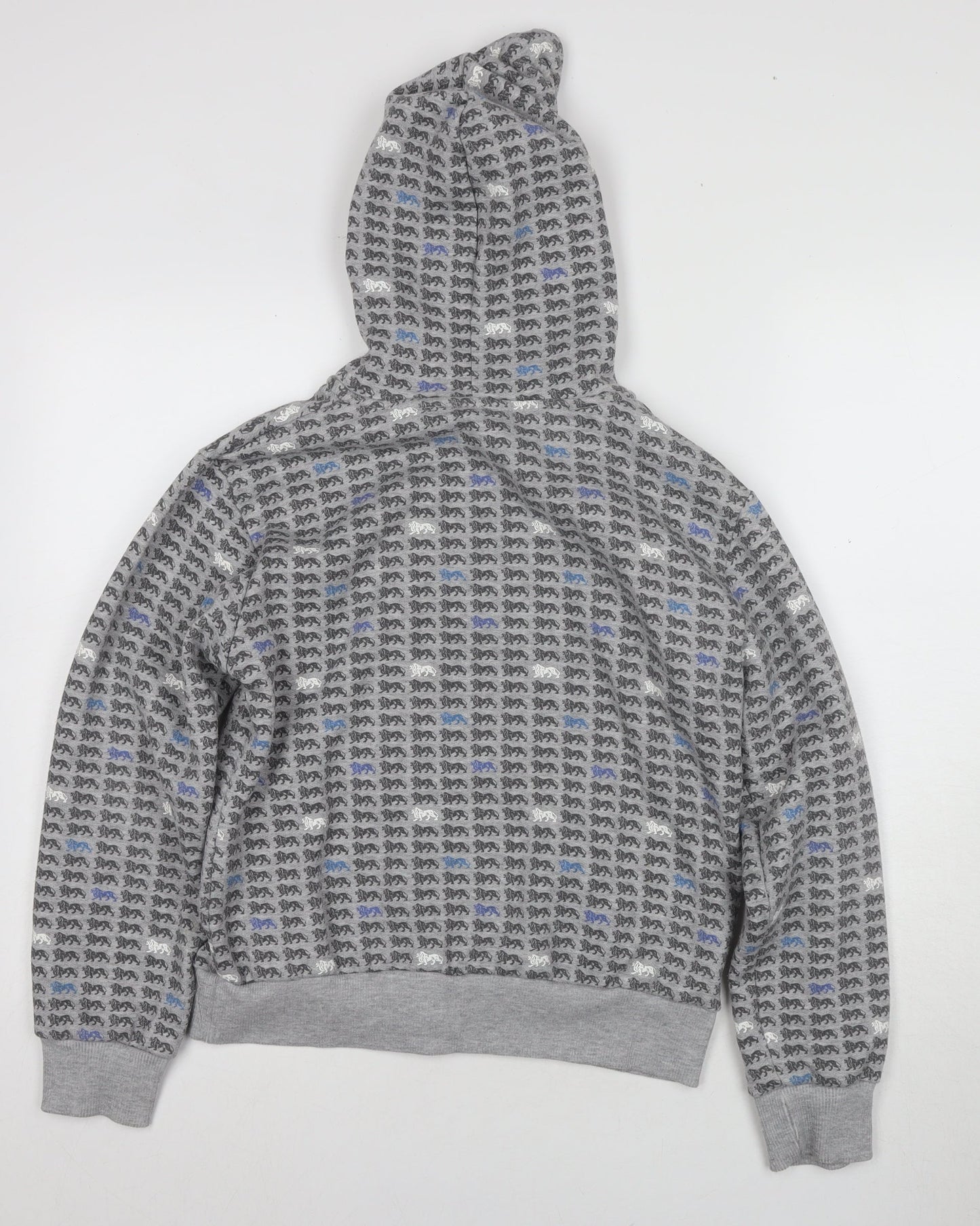 Lonsdale Unisex Grey Blue Full Zip Hoodie Size 12