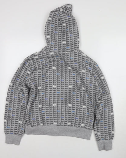 Lonsdale Unisex Grey Blue Full Zip Hoodie Size 12