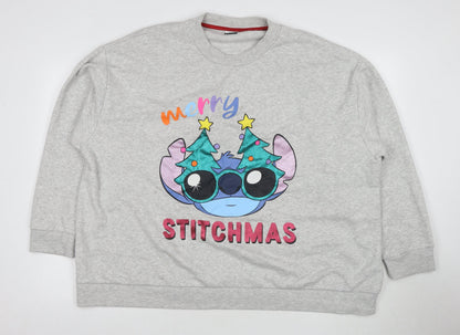 Womens UK Size 2XL Disney Grey Pullover Sweatshirt