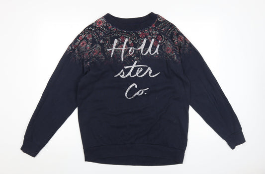 Hollister Women's Black Floral Sweatshirt Size S