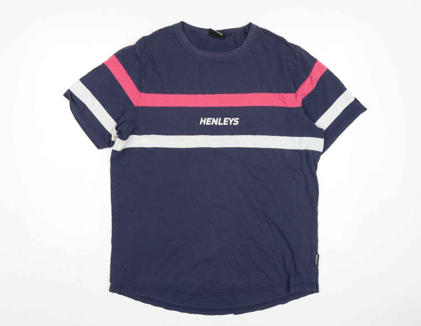 Mens UK Size L Henleys Blue  T-Shirt