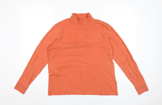 Lands' End Orange Mock Neck T-Shirt, Size L, Women