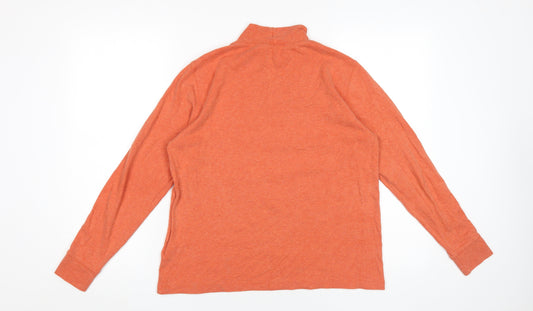 Lands' End Orange Mock Neck T-Shirt, Size L, Women