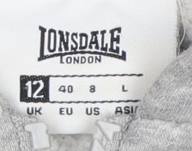 Lonsdale Women's Grey Full Zip Hoodie Size 12