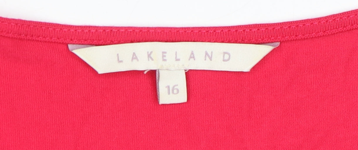Womens UK Size 16 Lakeland Red Basic T-Shirt