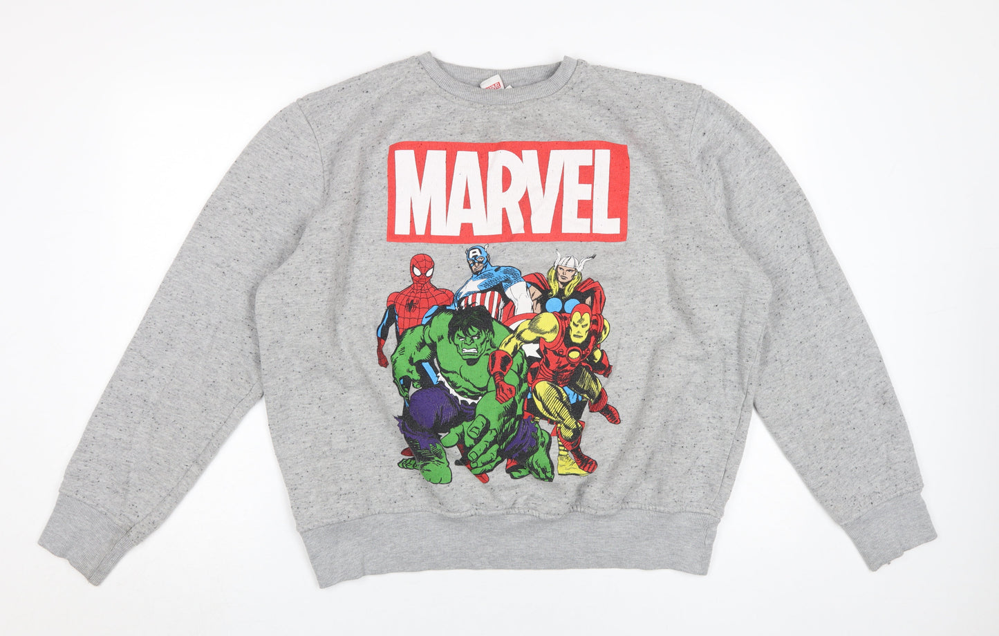 Unisex Adults UK Size 2XL Marvel Grey Pullover Sweatshirt