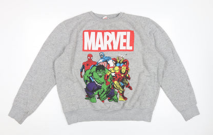 Unisex Adults UK Size 2XL Marvel Grey Pullover Sweatshirt