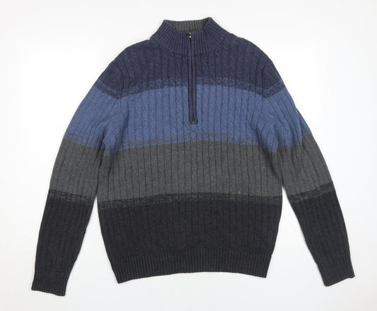 IZOD Men's Multicoloured Striped Cotton Pullover M