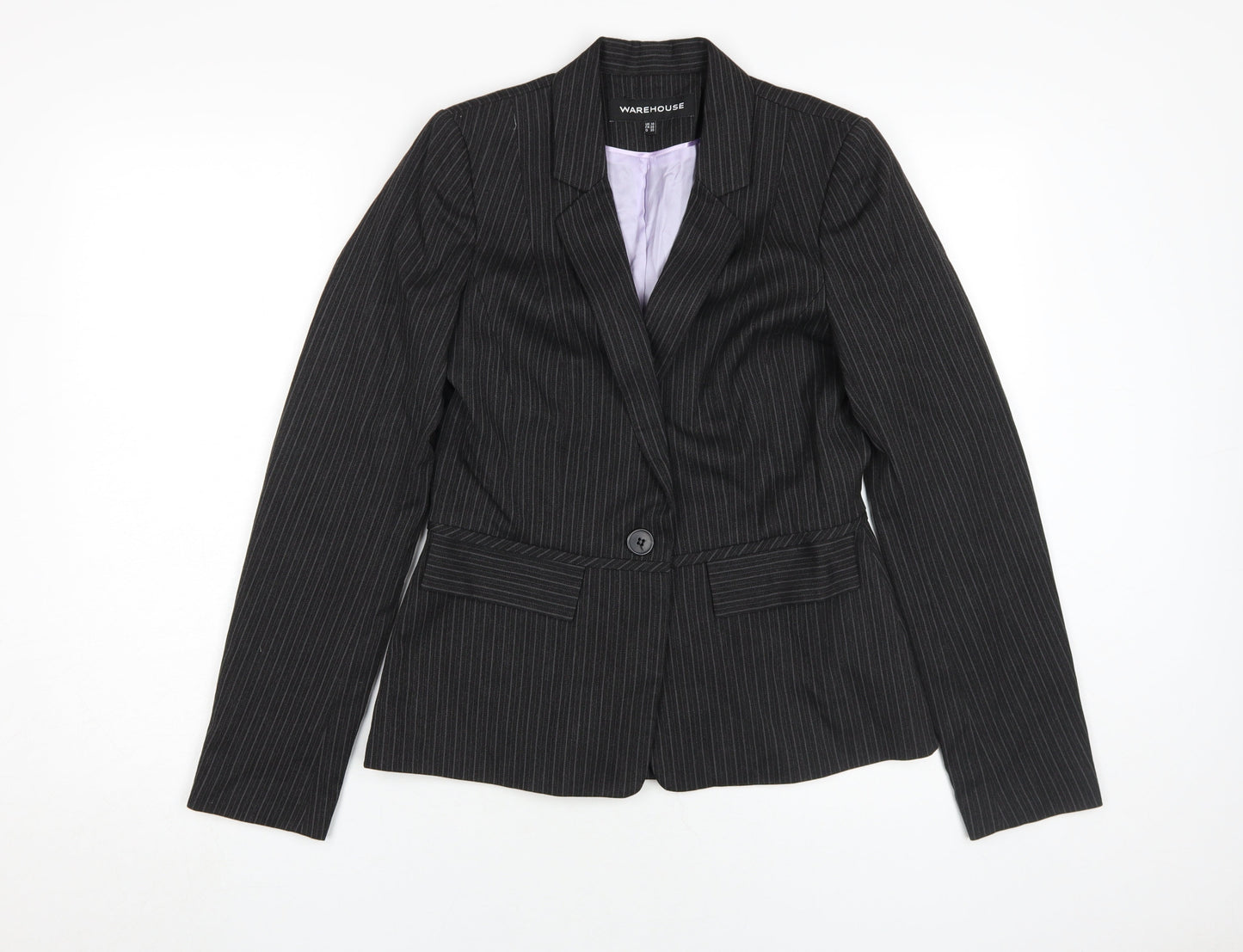 Warehouse Women's Black Pinstripe Jacket Size 10