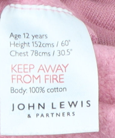 John Lewis Girls Pink Pullover Sweatshirt, Size 12 Years