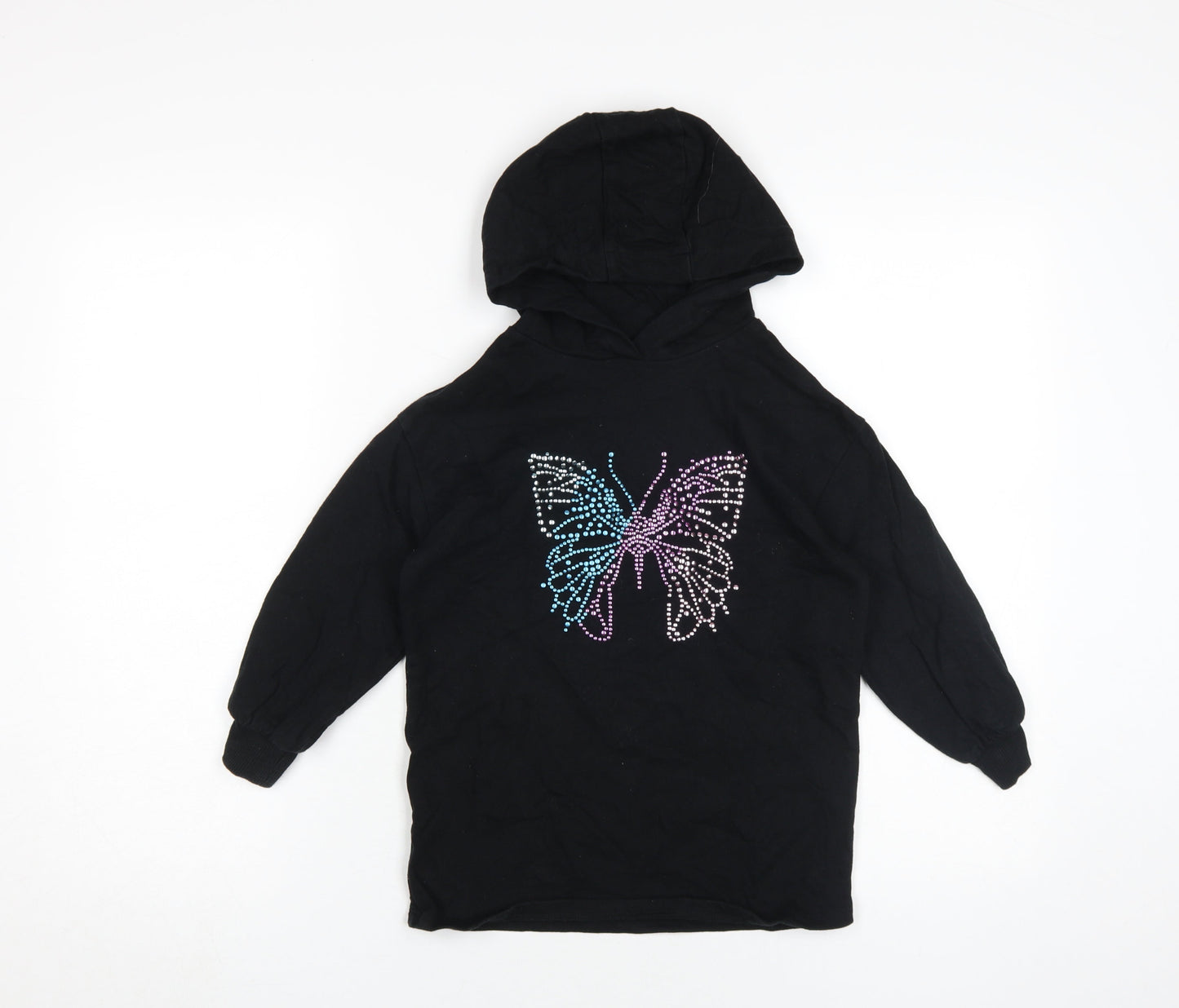 Next Girls Black Butterfly Jewel Hoodie, 6 Years, Pullover