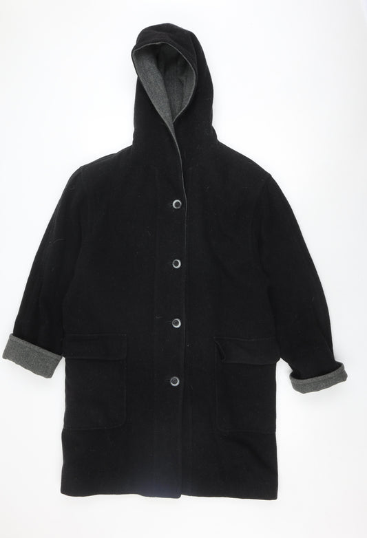 House of Fraser Women's Black Hooded Coat Size 10