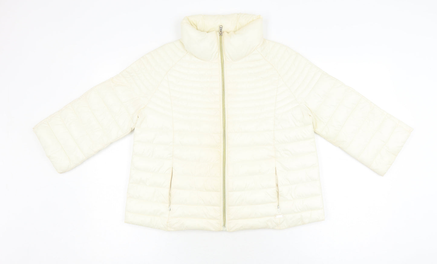 Guess Women's Ivory Puffer Jacket XS, Full Zip Quilted
