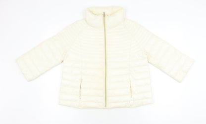 Guess Women's Ivory Puffer Jacket XS, Full Zip Quilted