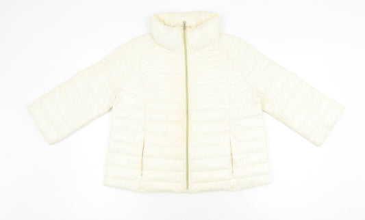 Guess Women's Ivory Puffer Jacket XS, Full Zip Quilted