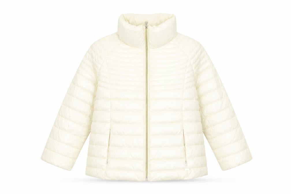 Guess Women's Ivory Puffer Jacket XS, Full Zip Quilted