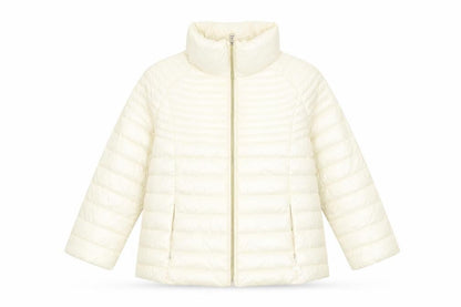Guess Women's Ivory Puffer Jacket XS, Full Zip Quilted