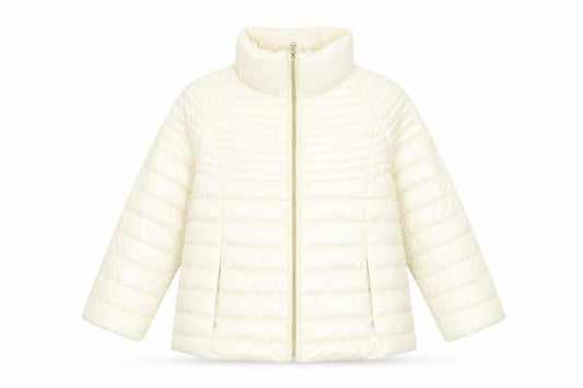 Guess Women's Ivory Puffer Jacket XS, Full Zip Quilted