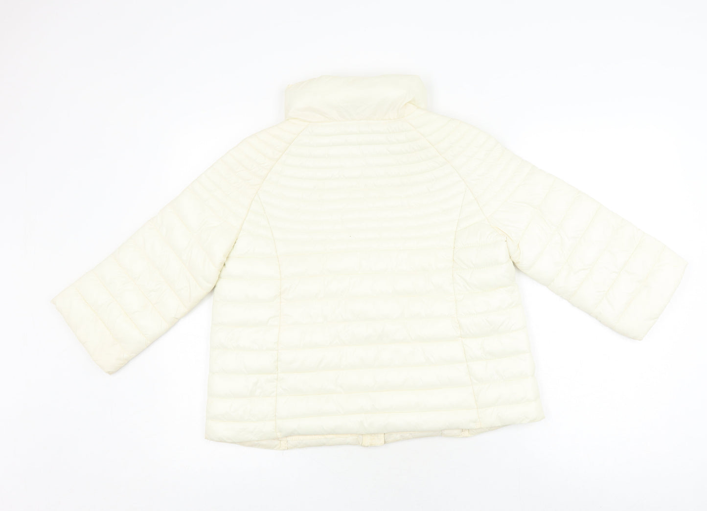 Guess Women's Ivory Puffer Jacket XS, Full Zip Quilted