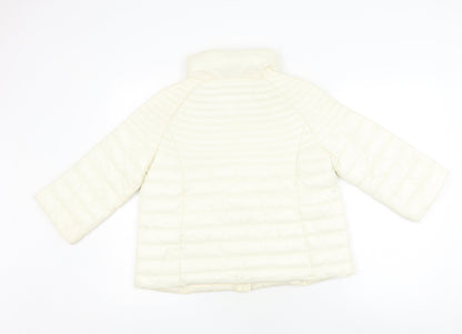 Guess Women's Ivory Puffer Jacket XS, Full Zip Quilted