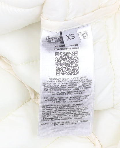 Guess Women's Ivory Puffer Jacket XS, Full Zip Quilted