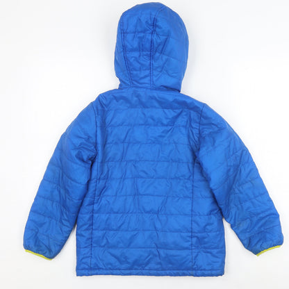 Lands' End Boys Blue Puffer Jacket, Size 8, Hooded Winter Coat