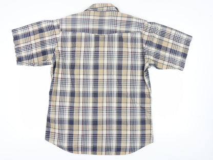 MWG Apparel Men's Beige Plaid Casual Button-Up Shirt L