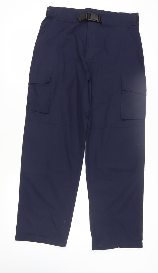MOBB Men's Blue Cargo Trousers L, Adjustable Waist