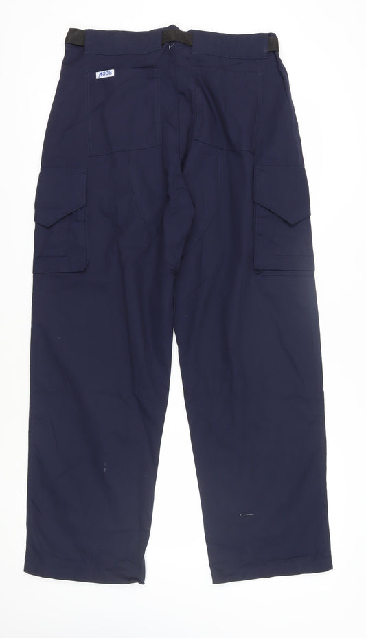 MOBB Men's Blue Cargo Trousers L, Adjustable Waist