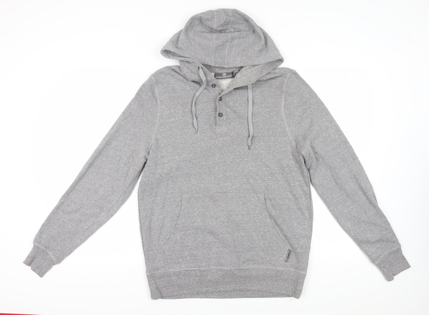 Free Country Men's Grey Henley Hoodie Size S