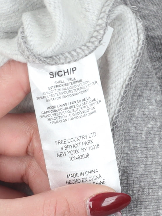 Free Country Men's Grey Henley Hoodie Size S