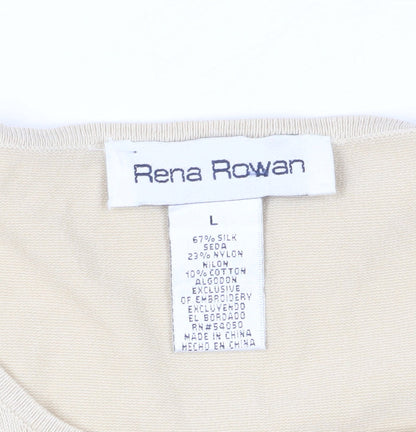 Rena Rowan Beige Women's L Silk Blend T-Shirt