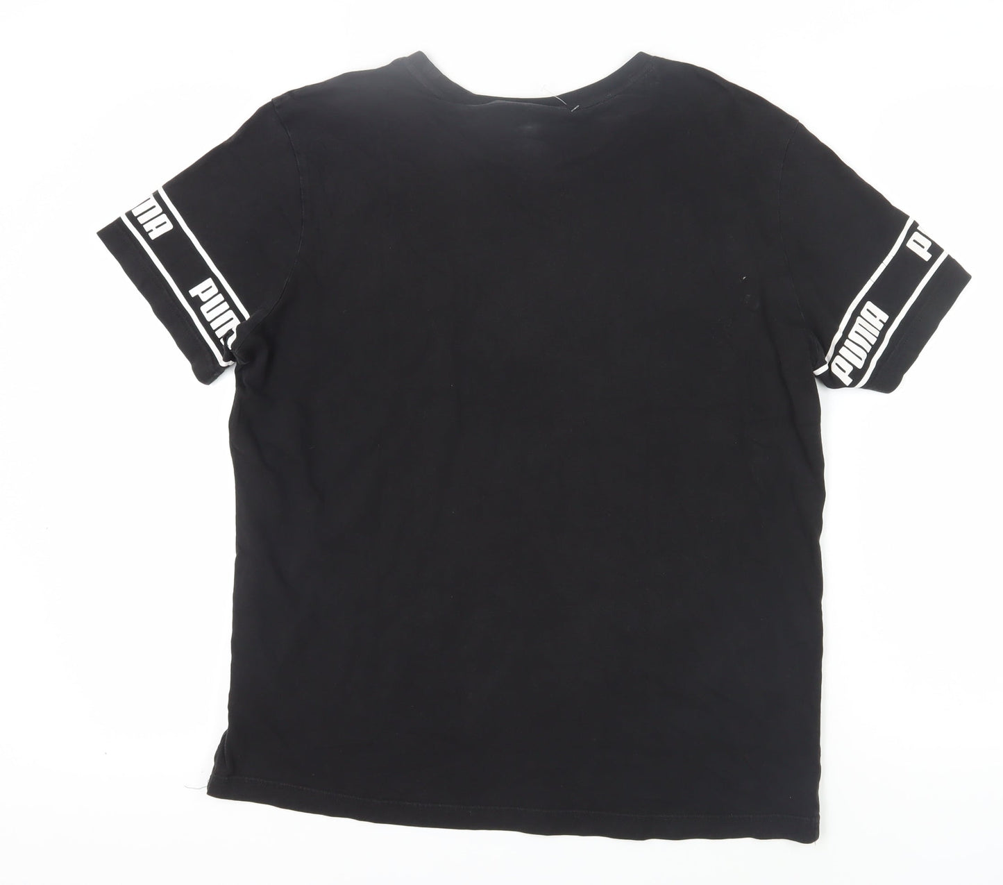 Puma Men's Black Logo T-Shirt, Size L, Crew Neck