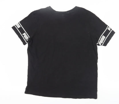 Puma Men's Black Logo T-Shirt, Size L, Crew Neck