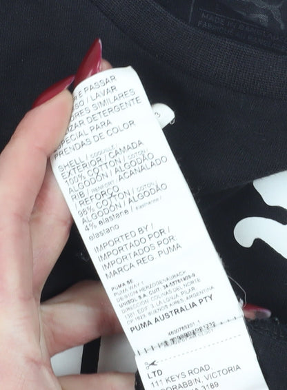 Puma Men's Black Logo T-Shirt, Size L, Crew Neck