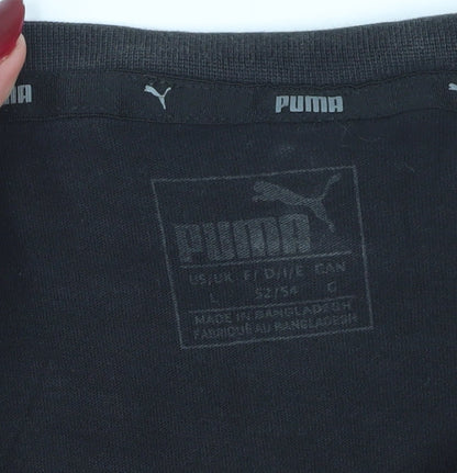 Puma Men's Black Logo T-Shirt, Size L, Crew Neck