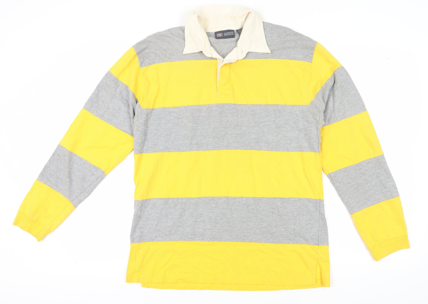 Faded Glory Men's Grey & Yellow Striped Polo M