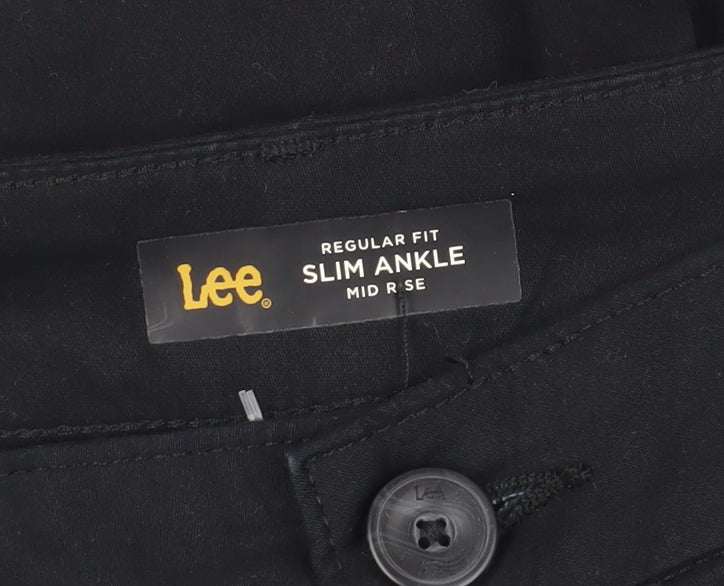 Womens UK Size 10 Lee Regular Fit Ankle Black Trousers