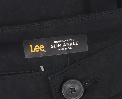 Womens UK Size 10 Lee Regular Fit Ankle Black Trousers