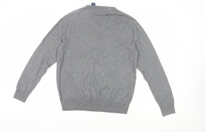 Chaps Men's Grey Cotton V-Neck Pullover Jumper