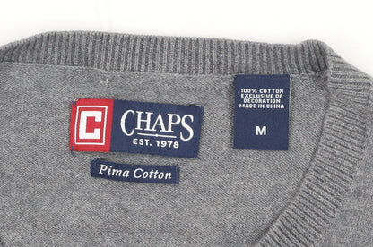 Chaps Men's Grey Cotton V-Neck Pullover Jumper