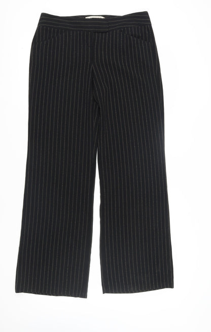 Studio M Women's Black Striped Wide-Leg Trousers Size 10