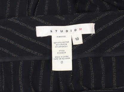 Studio M Women's Black Striped Wide-Leg Trousers Size 10