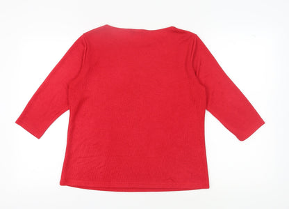 Womens UK Size M Notations Red Basic Blouse