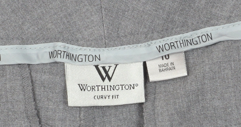 Womens UK Size 10 Worthington Curvy Fit Dress Pants Grey Trousers