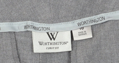 Womens UK Size 10 Worthington Curvy Fit Dress Pants Grey Trousers