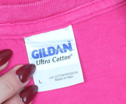 Unisex Adults UK Size L Gildan Pink Basic T-Shirt