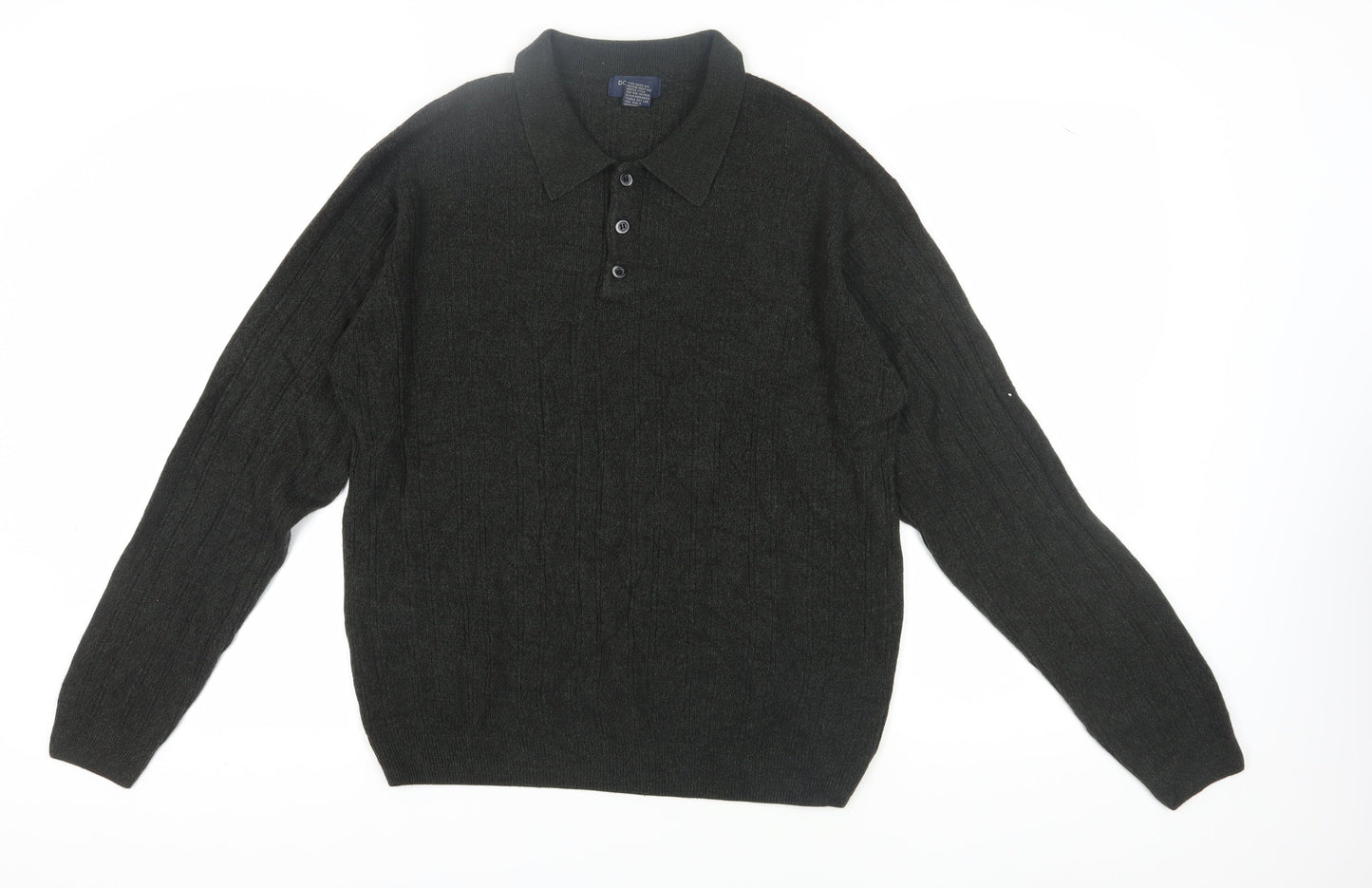 Dockers Men's Green Collared Pullover Jumper, L