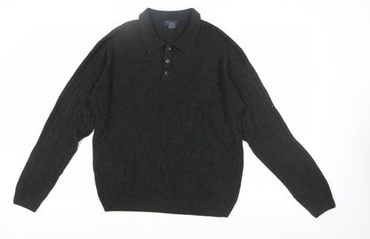 Dockers Men's Green Collared Pullover Jumper, L